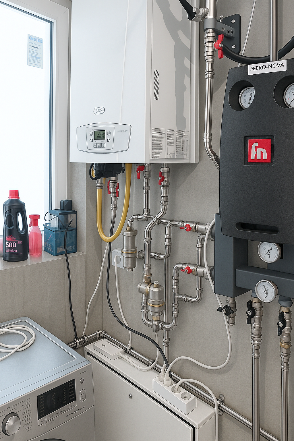 Узел подключения газового котла и системы отопления