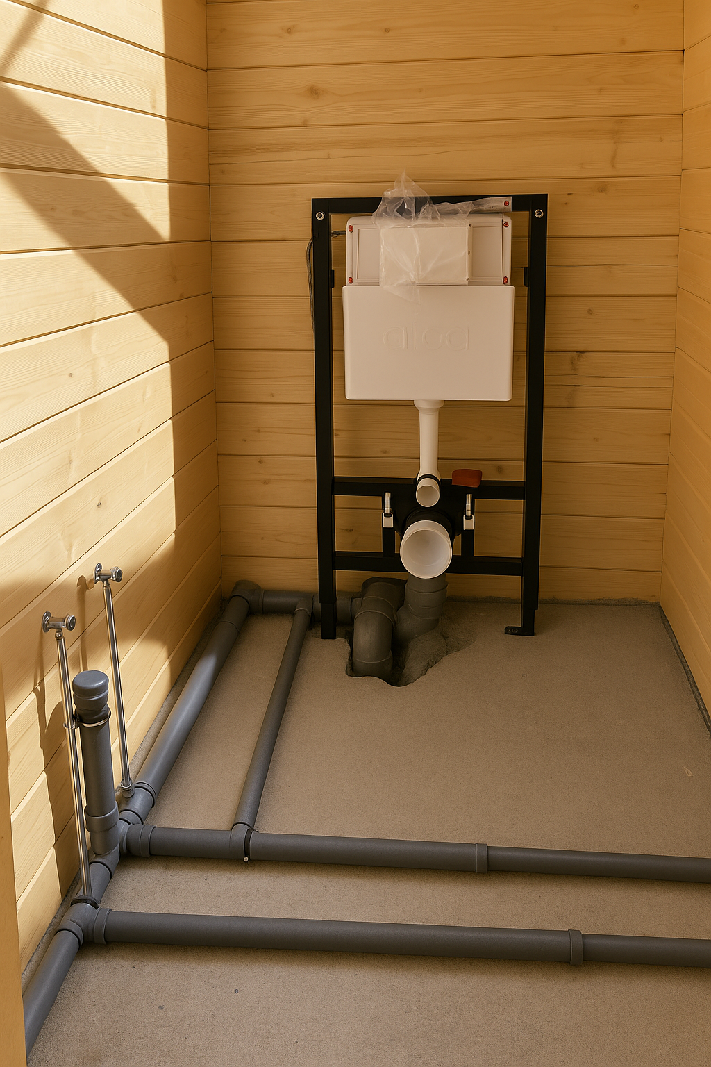 Монтаж инсталляции и подготовка коммуникаций под санузел