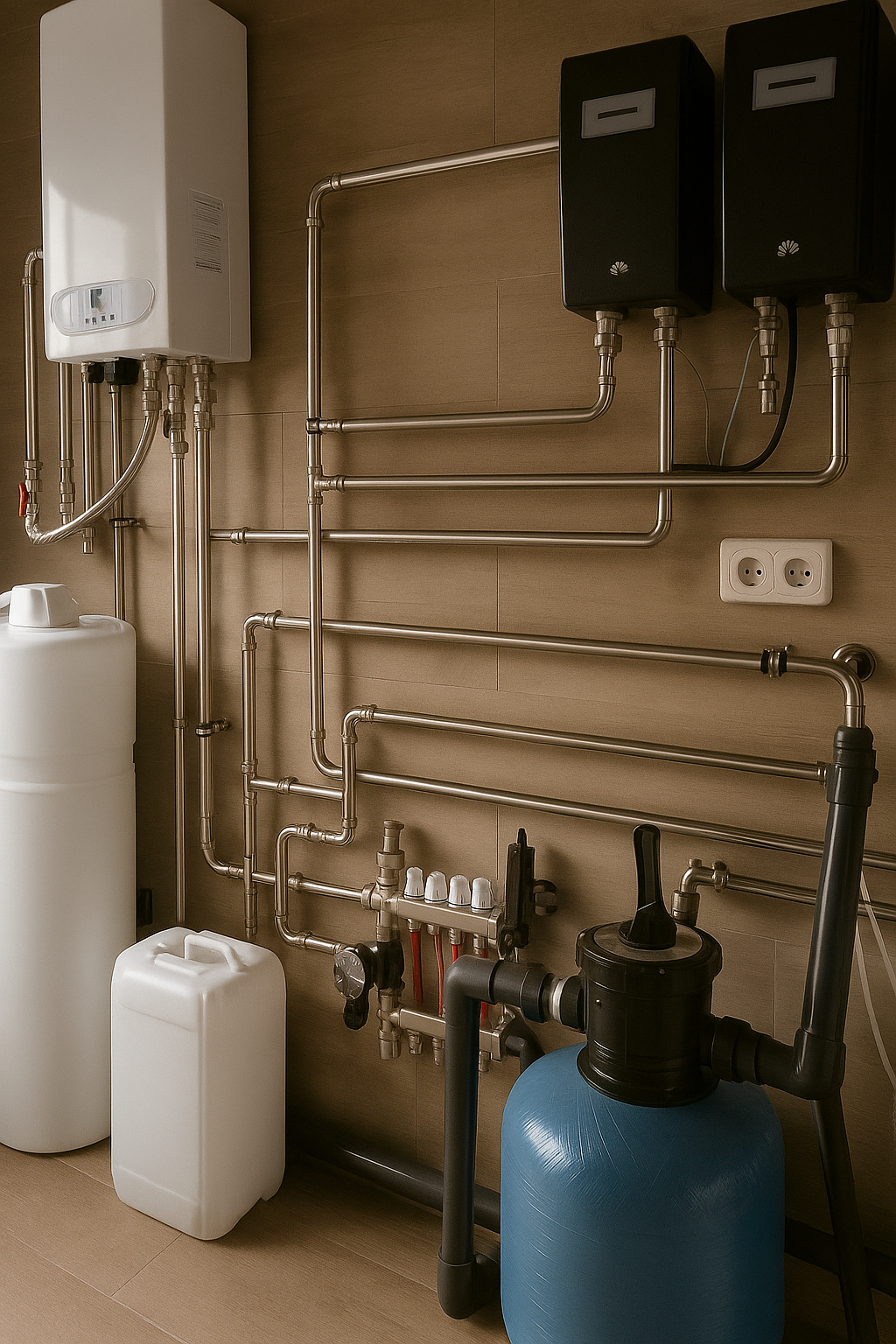 Монтаж котельной с системой водоподготовки и отопления